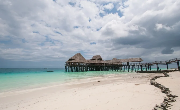 White sand and turquoise water at Kendwa beach in Zanzibar